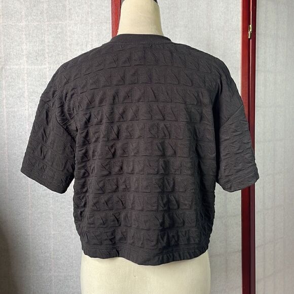 A New Day Black Relaxed Fit Quilted Boxy Short Sleeve Top (Size: XS) - Picture 9 of 11